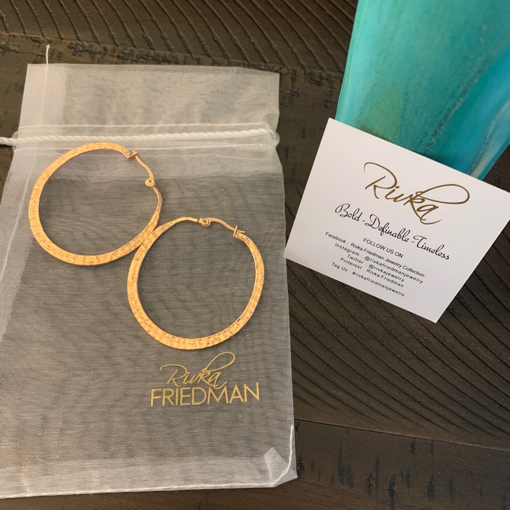 Rivka Friedman 18K Rose Gold-Plated Hammered Hoop Earrings